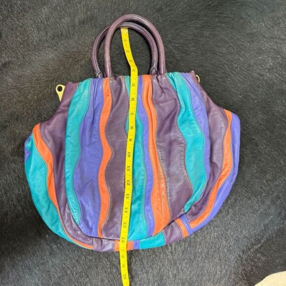 Rare vintage Prada Nappa Stripes Tote bag with orange, teal and purple stripes! - Picture 9 of 9